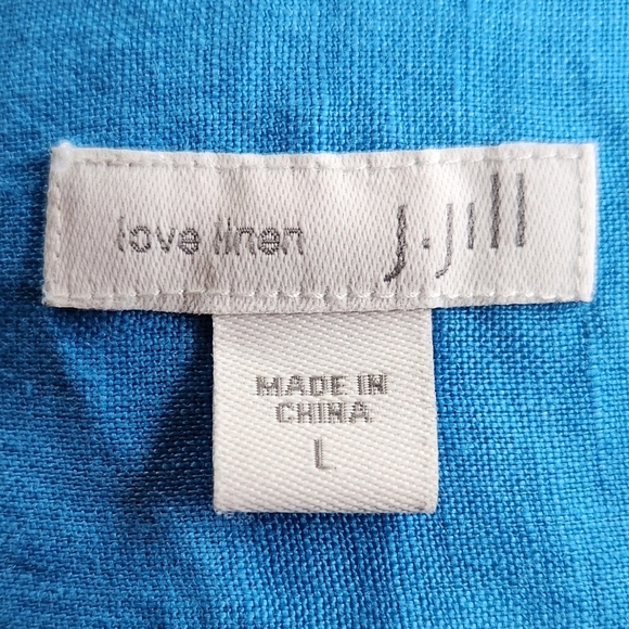 J. Jill Love Linen 100% Linen Button Up Long Sleeve Top Shirt Blue Size Large - Picture 2 of 9